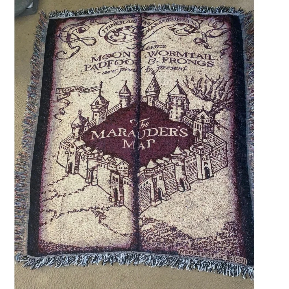 Harry Potter Marauder's Map Woven Tapestry Throw Blanket American Made 48 x 60